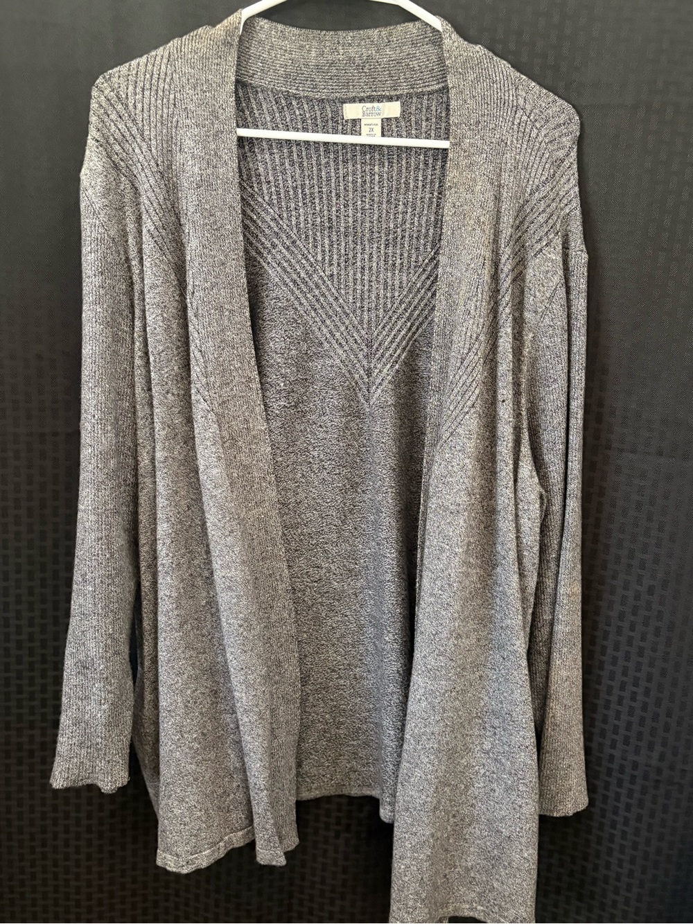 croft & barrow Gray Open-Front Ribbed Knit Cardigan